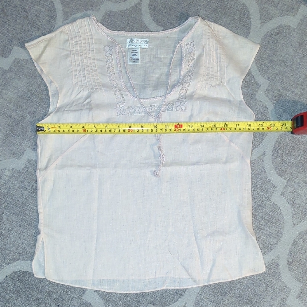 Women's Light Pink Linen Top